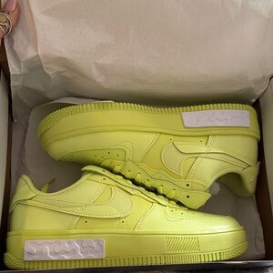 Nike Women's Air Force Ones Fontanka in Neon Lemon Lime Color